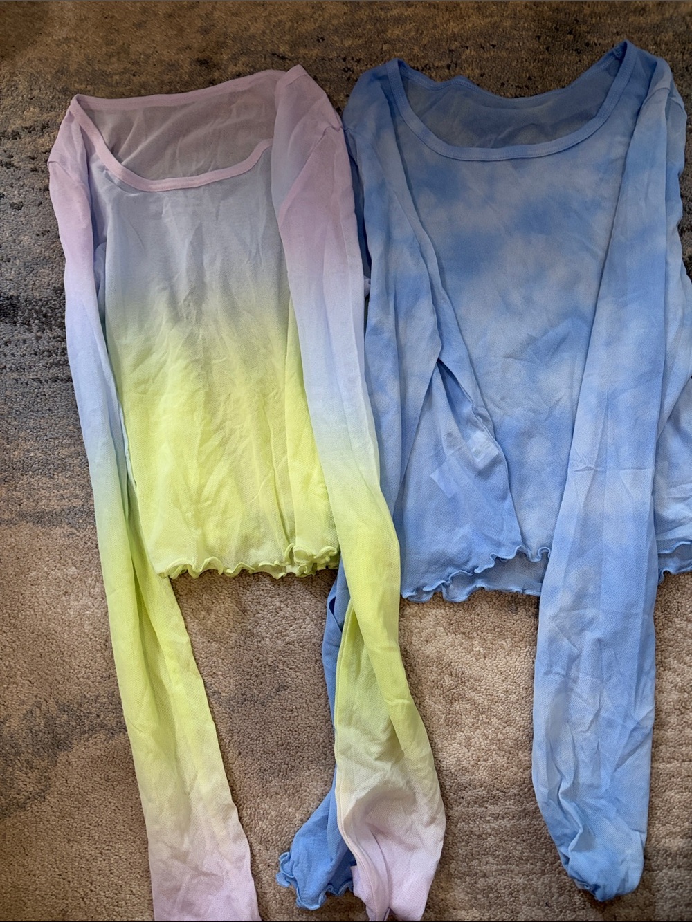 Aerie Sheer Ombre Long-Sleeve Top - Yellow to Lavender & Light Blue